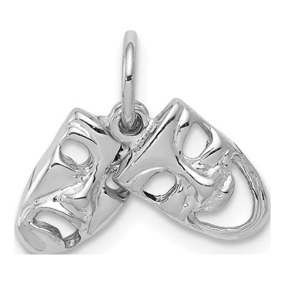 14K White Gold Comedy Tragedy Pendant