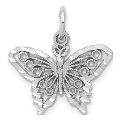14K White Gold Butterfly Pendant
