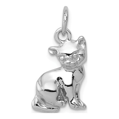 14K White Gold Cat Pendant