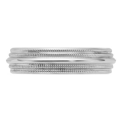 14K White Gold 5mm Domed Milgrain Comfort-Fit Wedding Band – view 3