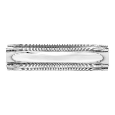 14K White Gold 6mm Domed Milgrain Comfort-Fit Wedding Band – view 3