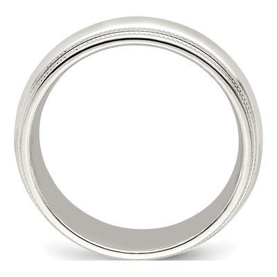 14K White Gold 7mm Domed Double Milgrain Comfort-Fit Wedding Band – view 2