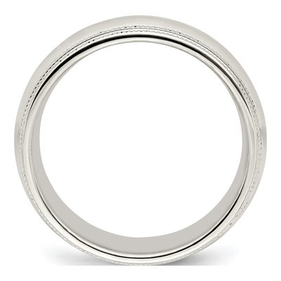 14K White Gold 8mm Domed Milgrain Comfort-Fit Wedding Band – view 2