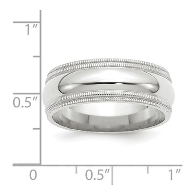 14K White Gold 8mm Domed Milgrain Comfort-Fit Wedding Band – view 4