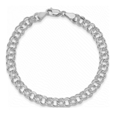 14K White Gold Double Link Charm Bracelet – view 4
