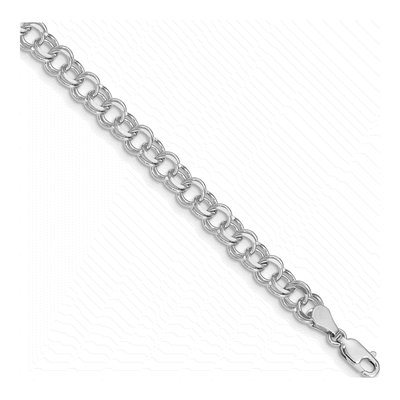 14K White Gold Double Link Charm Bracelet