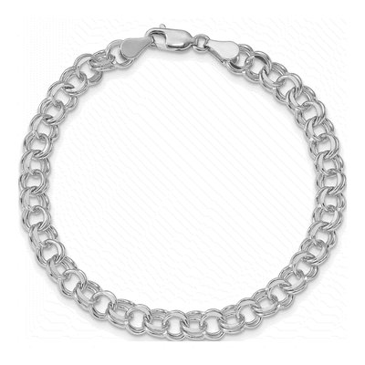 14K White Gold Double Link Charm Bracelet – view 4