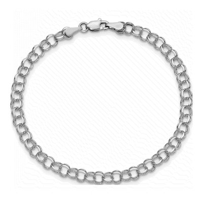 14K White Gold Double Link Charm Bracelet – view 5