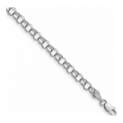 14K White Gold Double Link Charm Bracelet
