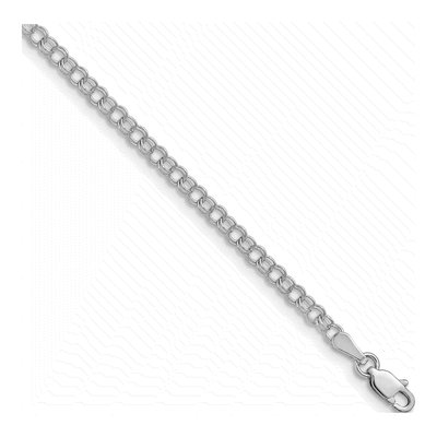 14K White Gold Double Link Childs Charm Bracelet