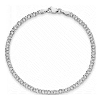 14K White Gold Double Link Charm Bracelet – view 5