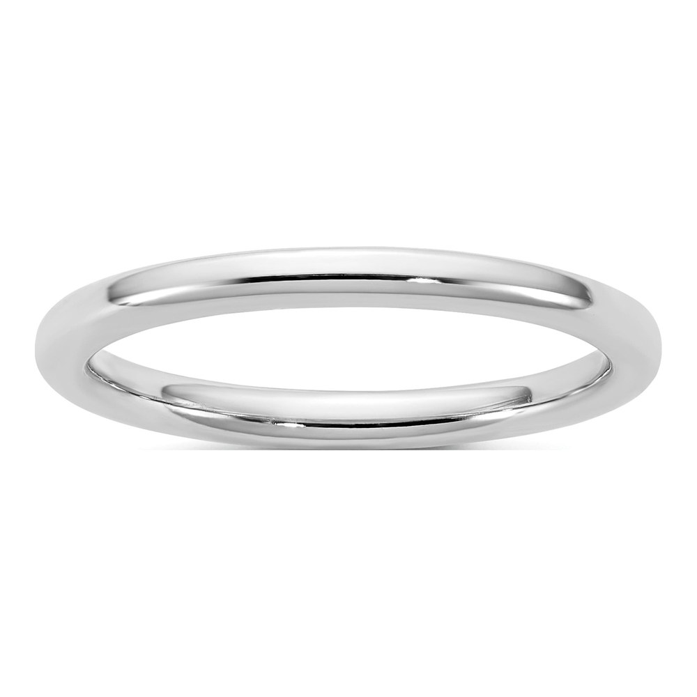14K White Gold Rhodium-Plated 2mm European Comfort Fit Band Size 4