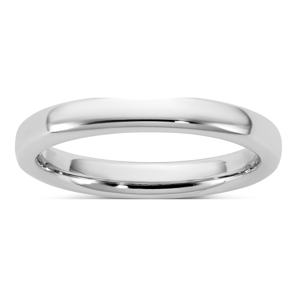 14K White Gold Rhodium-Plated 3mm European Comfort Fit Band Size 4