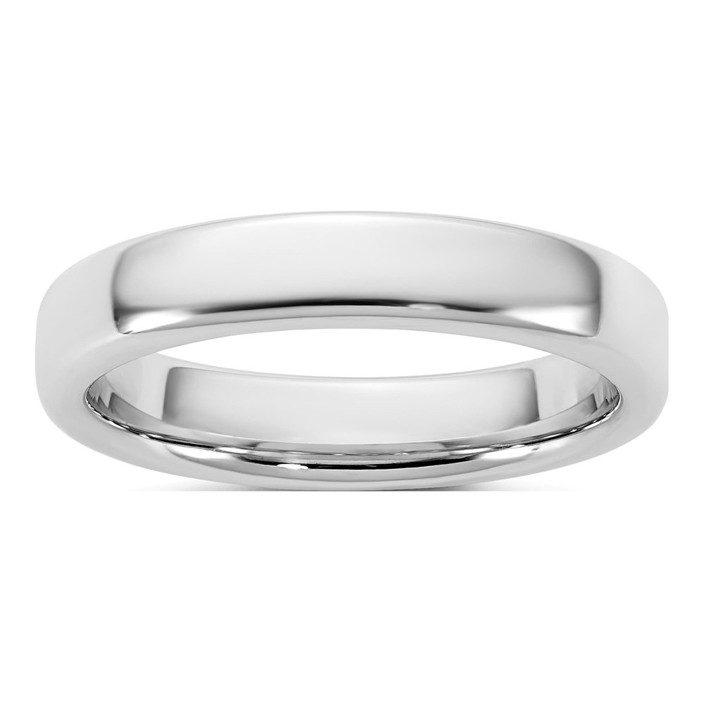 14K White Gold Rhodium-Plated 4mm European Comfort Fit Band Size 4