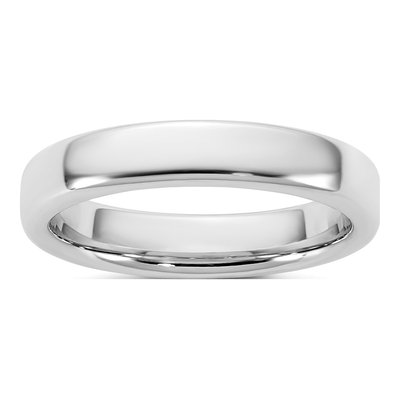 14K White Gold 4mm Domed Comfort-Fit Wedding Band