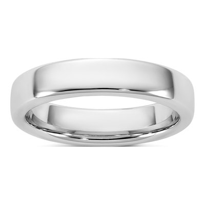 14K White Gold 4.5mm Domed Comfort-Fit Wedding Band