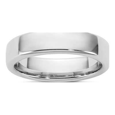 14K White Gold 5mm Domed Comfort-Fit Wedding Band