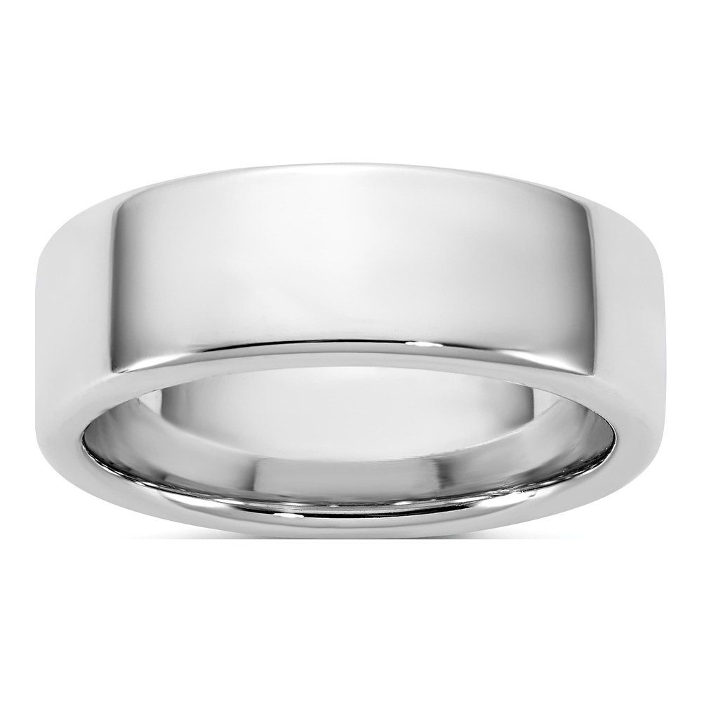 14K White Gold Rhodium-Plated 7mm European Comfort Fit Band Size 5