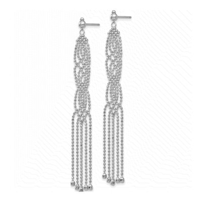 14K White Gold Fringe Beaded French Hook Dangle Earrings – view 3