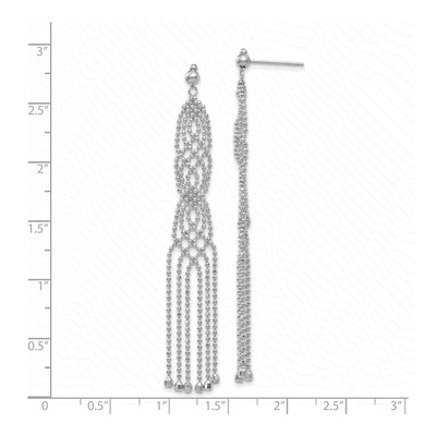 14K White Gold Fringe Beaded French Hook Dangle Earrings – view 5