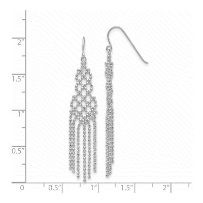 14K White Gold Beaded Fringe Dangle Earrings – view 5