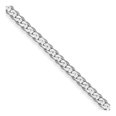 14K White Gold 2.2mm Flat Beveled Curb Chain