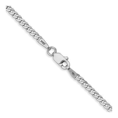 14K White Gold 2.2mm Flat Beveled Curb Chain – view 3