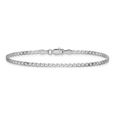 14K White Gold 2.2mm Flat Beveled Curb Chain Bracelet – view 3