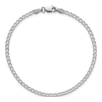 14K White Gold 2.2mm Flat Beveled Curb Chain Bracelet – view 4