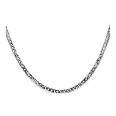 14K White Gold 2.9mm Flat Beveled Curb Chain – view 2