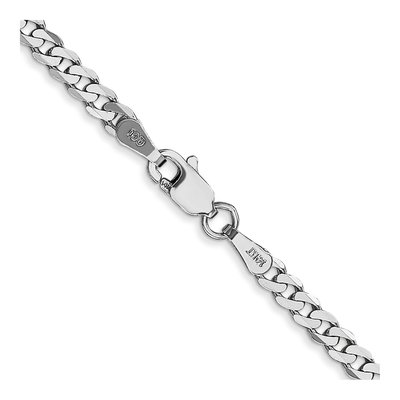 14K White Gold 2.9mm Flat Beveled Curb Chain – view 3