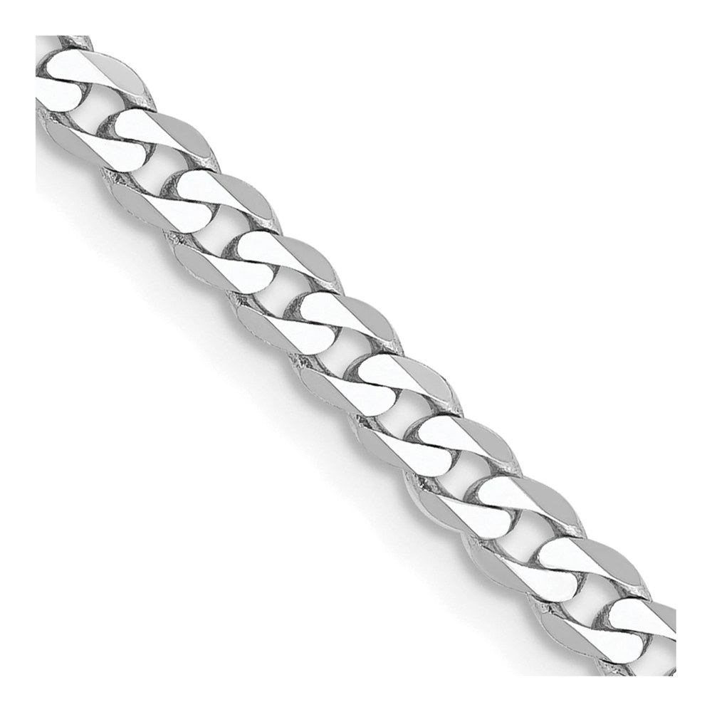 14K White Gold 2.9mm Flat Beveled Curb Chain