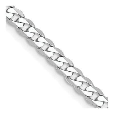 14K White Gold 2.9mm Flat Beveled Curb Chain