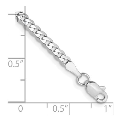 14K White Gold 2.9mm Flat Beveled Curb Chain Bracelet – view 2
