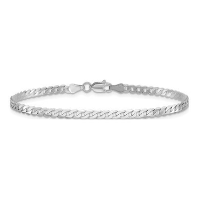 14K White Gold 2.9mm Flat Beveled Curb Chain Bracelet – view 3