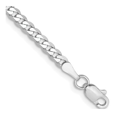 14K White Gold 2.9mm Flat Beveled Curb Chain Bracelet