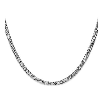 14K White Gold 3.9mm Flat Beveled Curb Chain – view 2