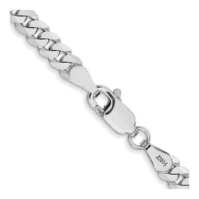 14K White Gold 3.9mm Flat Beveled Curb Chain – view 3