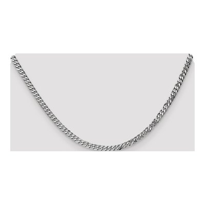 14K White Gold 3.9mm Flat Beveled Curb Chain – view 4
