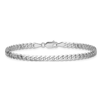 14K White Gold 3.9mm Flat Beveled Curb Chain Bracelet – view 4
