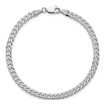 14K White Gold 3.9mm Flat Beveled Curb Chain Bracelet – view 5