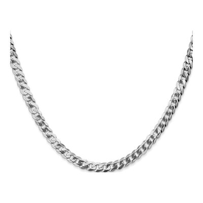 14K White Gold 4.75mm Flat Beveled Curb Chain – view 2