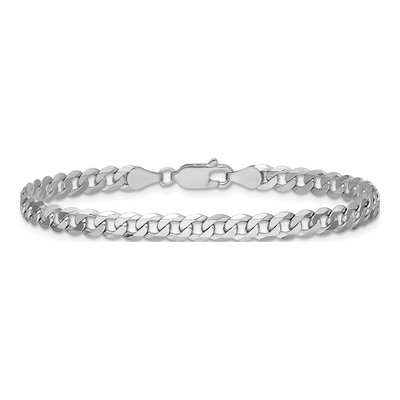 14K White Gold 4.75mm Flat Beveled Curb Chain Bracelet – view 4
