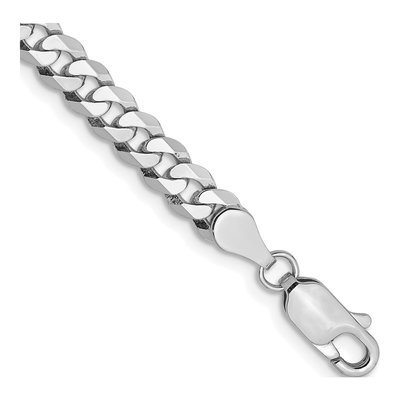 14K White Gold 4.75mm Flat Beveled Curb Chain Bracelet