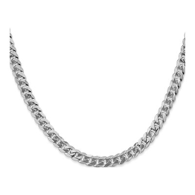 14K White Gold 5.75mm Flat Beveled Curb Chain – view 2