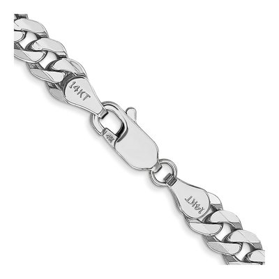 14K White Gold 5.75mm Flat Beveled Curb Chain – view 3