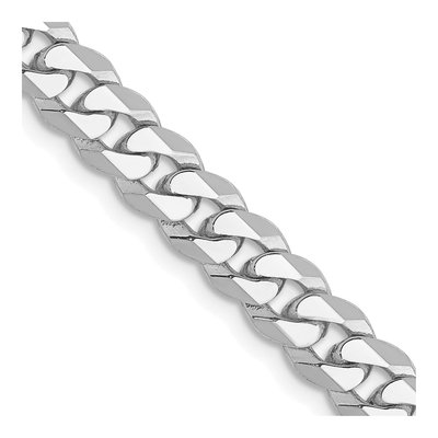 14K White Gold 5.75mm Flat Beveled Curb Chain