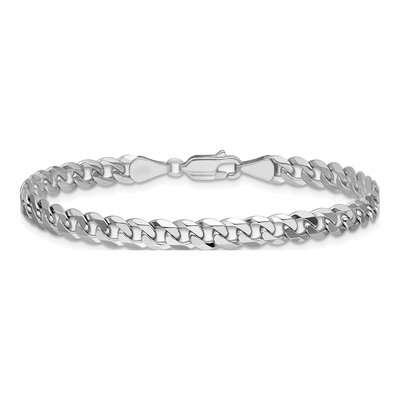 14K White Gold 5.75mm Flat Beveled Curb Chain Bracelet – view 4