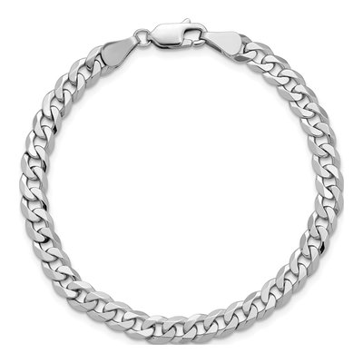 14K White Gold 5.75mm Flat Beveled Curb Chain Bracelet – view 5