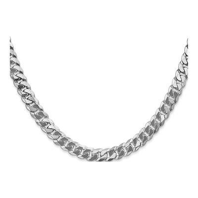 14K White Gold 6.25mm Flat Beveled Curb Chain – view 2